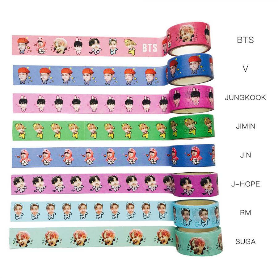 Stiker Washi Tape Motif Kartun Kpop BTS Untuk Stationery