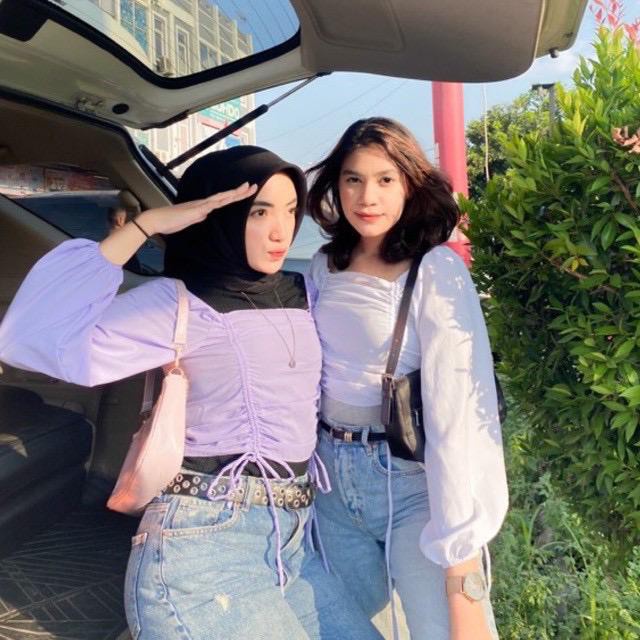 1KG ISI 5PCS - LOISE BLOUSE BALONA RAYON JUMBO PINGUIN BLOUSE VISCOSE PREMIUM HITS-DERA LILAC