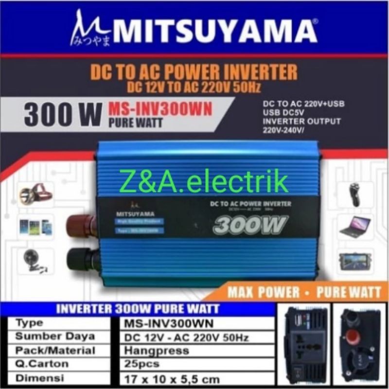 Power Inverter 300 Watt Pure Watt MS-INV300WN MITSUYAMA