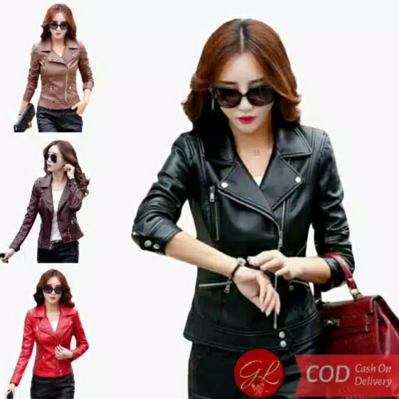 Jaket Kulit Wanita Ramones Changcuters Korea Blazer