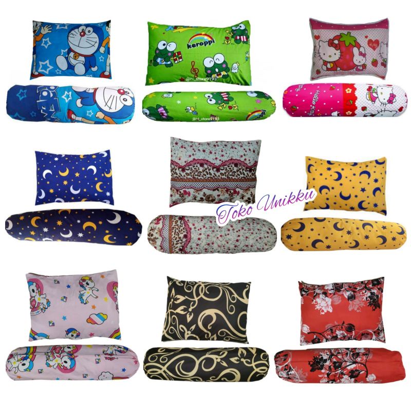 Sarung Bantal Guling Motif Karakter Doraemon Hello Kitty Keroppi Starmoon Stitch Manohara Litte Poni