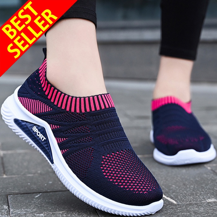 QINGSHUI Sepatu Wanita Sneakers .Kaus Kaki Nyaman Sepatu Lari Sepatu. Bernapas Sepatu Slip On Wanita. Berkualitas Tinggi Sepatu Wanita