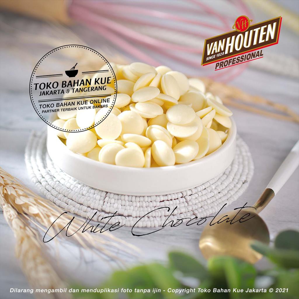 

Van Houten-Chocolate White 27,8% Couverture Coin 1kg Coklat Putih