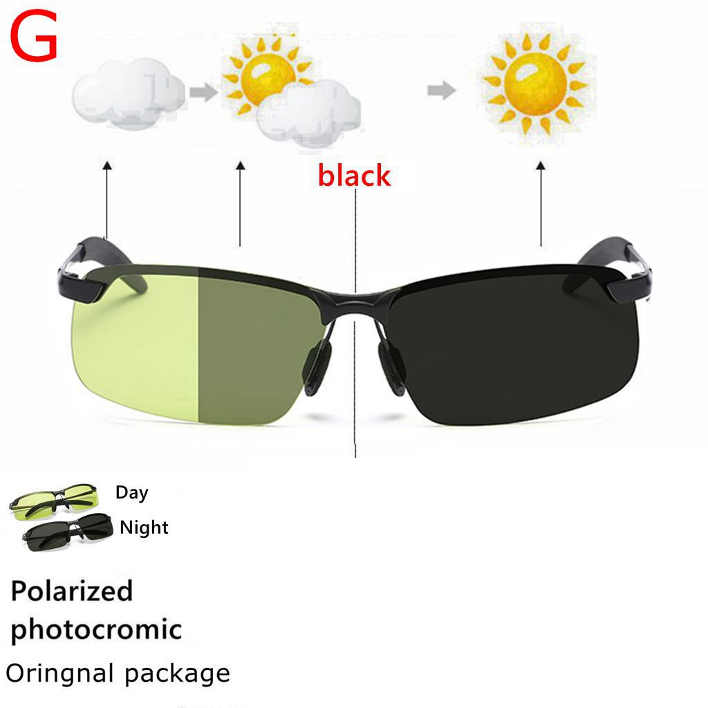 UV400 Kacamata Polarized Photocromic Pria Wanita Photocromic Siang Malam Auto Change Color-G
