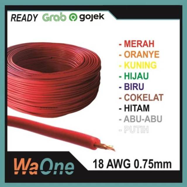 Kabel Body 18 AWG 0.75 mm Meteran Kelistrikan Mobil Motor Serabut NYAF