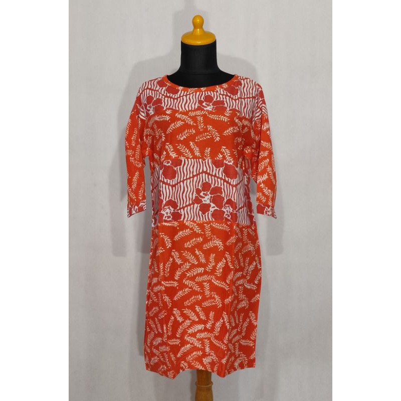 Nilasari Dress Batik Modern Baju Batik Cap F18.3