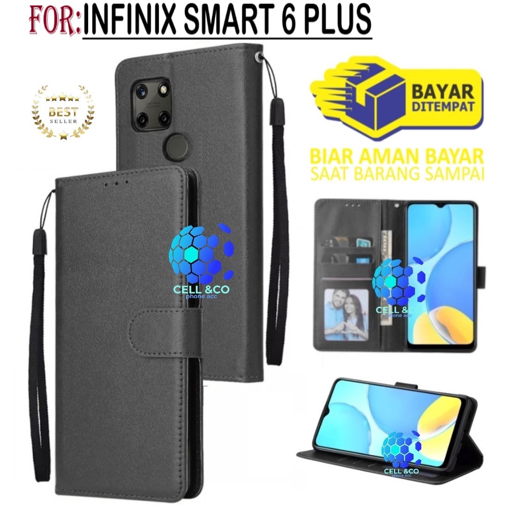 NEW INFINIX SMART 6 PLUS CASE FLIP LEATHER WALLET PREMIUM FLIP CASE BUKA TUTUP KESING HP CASING FLIP CASE WALLET INFINIX SMART 6 PLUS