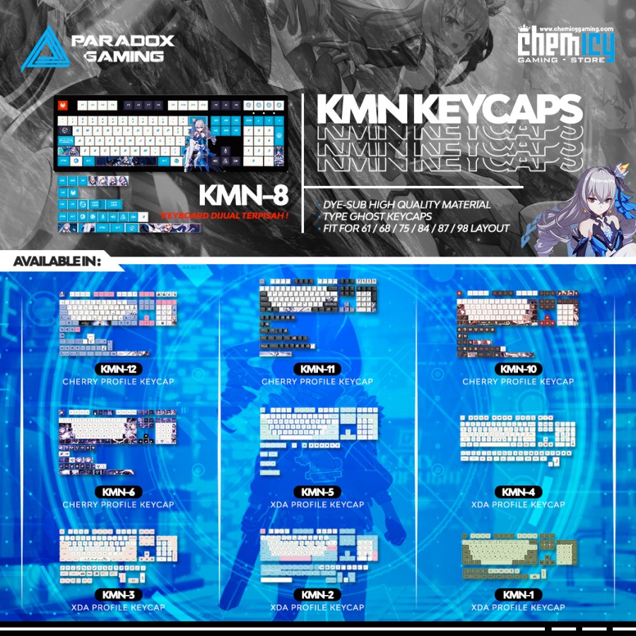 Paradox Gaming KMN / PGK-ZS ( 61/ 68/ 75/ 84/ 87/ 89 layout ) Keycaps
