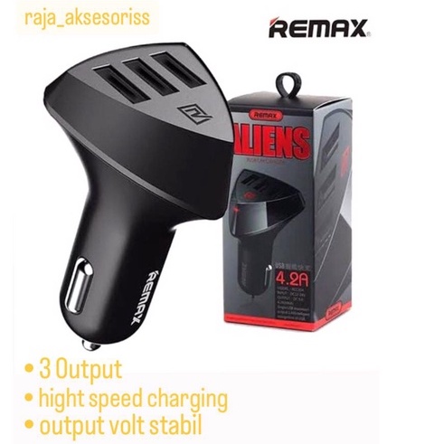 (RA) SAVER MOBIL REMAX ALIENS 3USB 4.2A KWALITAS BAGUS