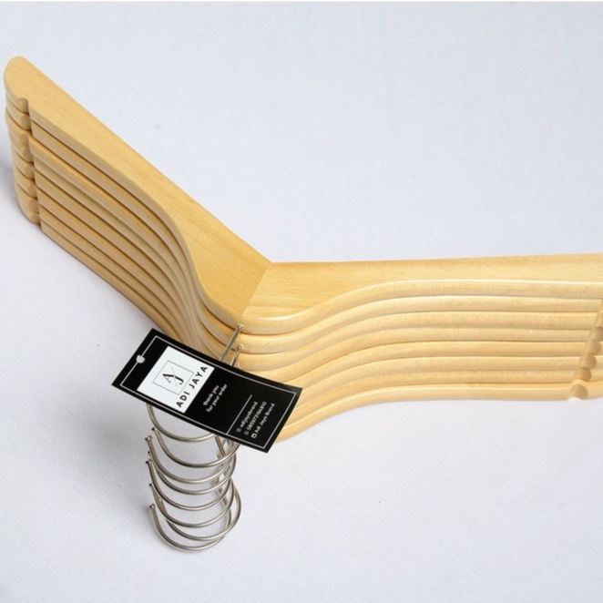HANGER KAYU NATURAL KUALITAS PREMIUM / GANTUNGAN BAJU KUALITAS PREMIUM - DEWASA