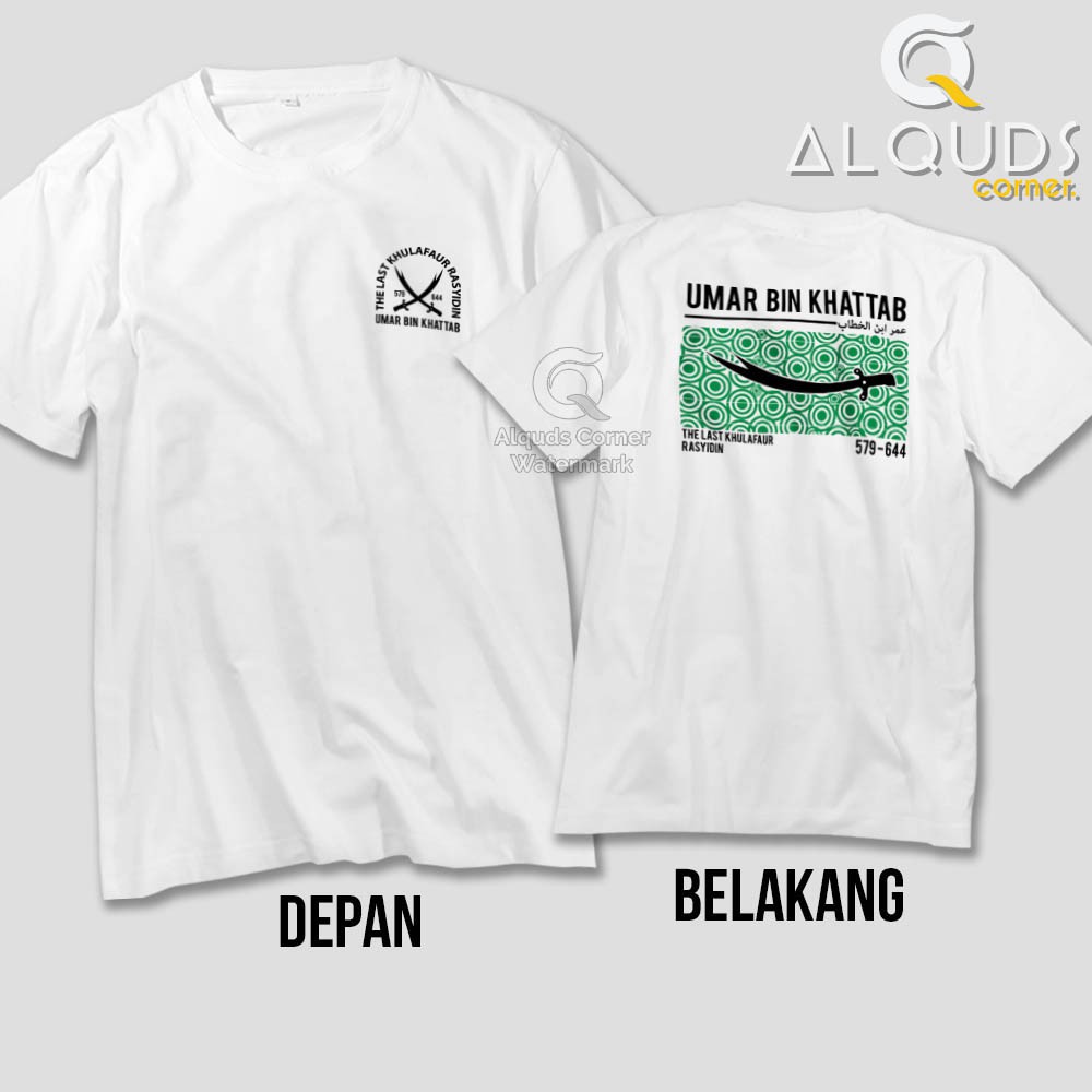 Kaos Dakwah Islami UMAR BIN KHATTAB Last Khulafaur Rasyidin / Baju Distro Santri Tokoh Muslim / 5991-7