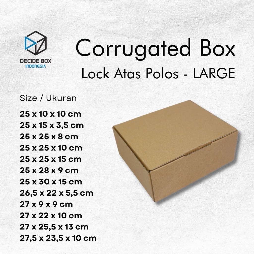KARDUS UNTUK KOTAK KADO GIFT BOX HAMPERS UKURAN LARGE/BESAR - BAHAN CORRUGATED BOX MODEL LOCK ATAS.