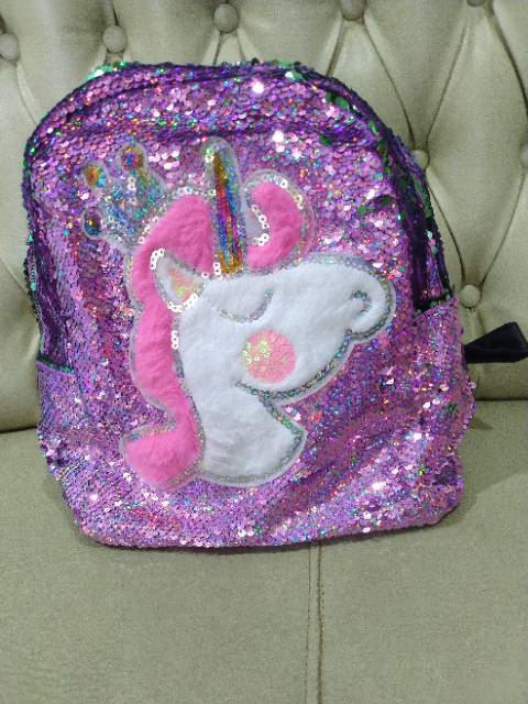 BIG SALE!!! Tas Sekolah Anak Sequin UNICORN  Import - High Quality