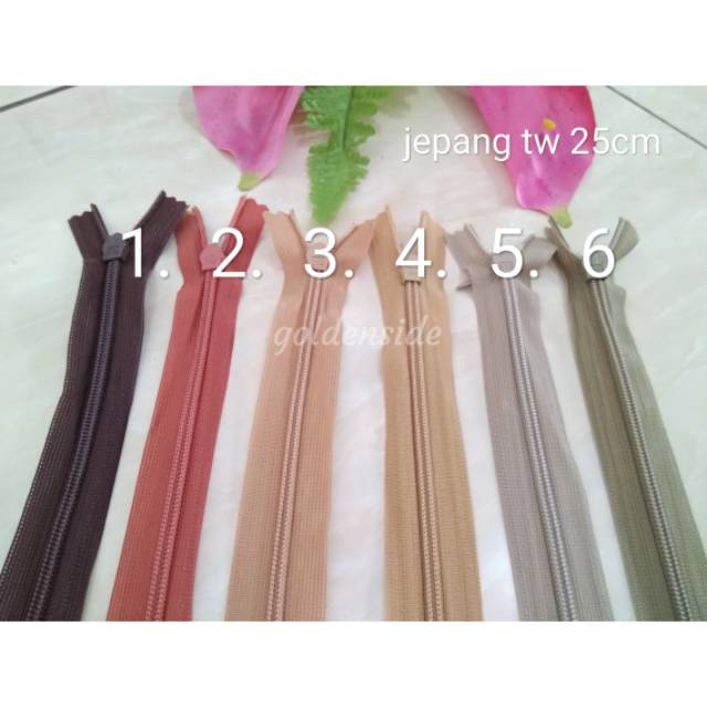 (Coklat) Resleting/risleting/zipper Jepang murah 25cm