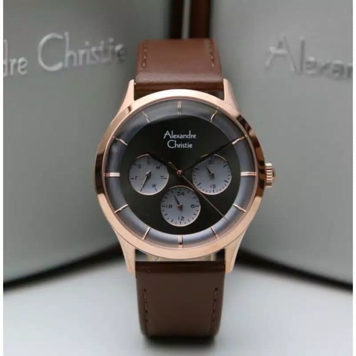 Jam tangan wanita Alexandre Christie AC 2868 AC2868 brown rosegold gre Original