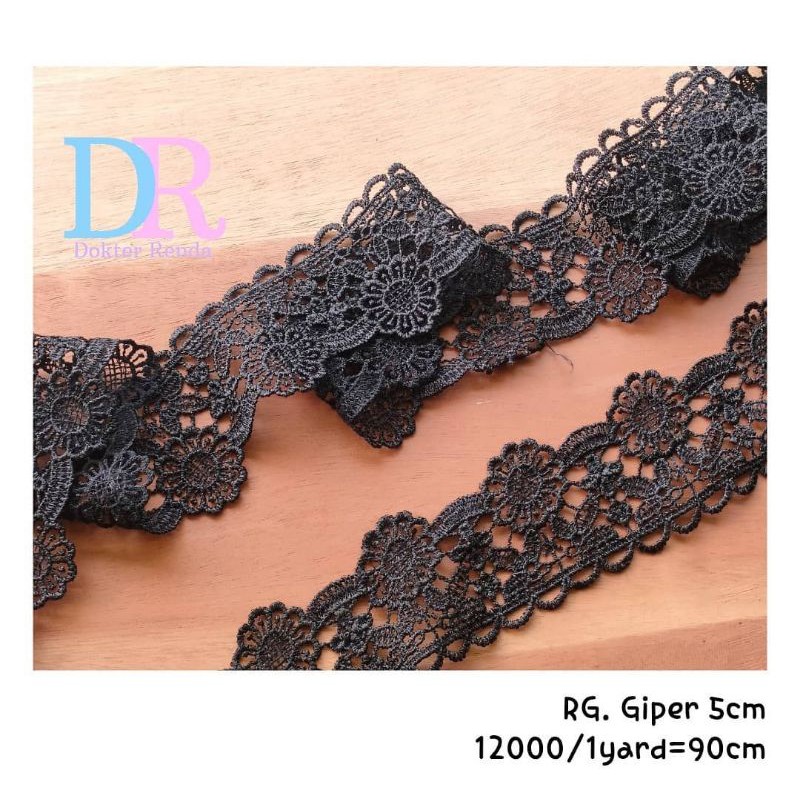 renda giper hitam 5cm