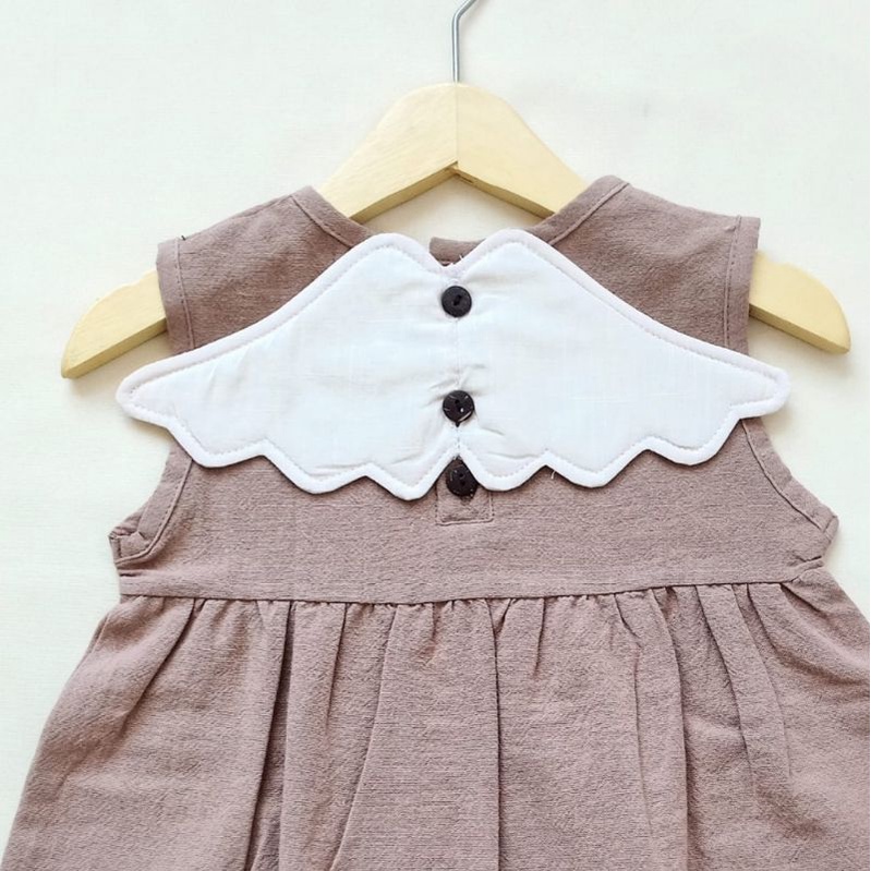 Dress Sayap Anak Perempuan Usia 2-5 Tahun | Dress Linen Lembut Anak I Baju Anak Cewek