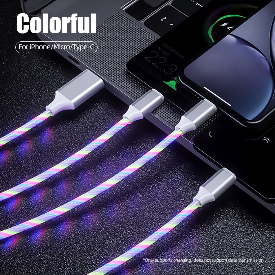 Vaorlo 3 in 1 Kabel Data / Charger Micro USB Tipe-C Fast Charging Untuk iPhone XS / X / XR / 8 / 7 / 6