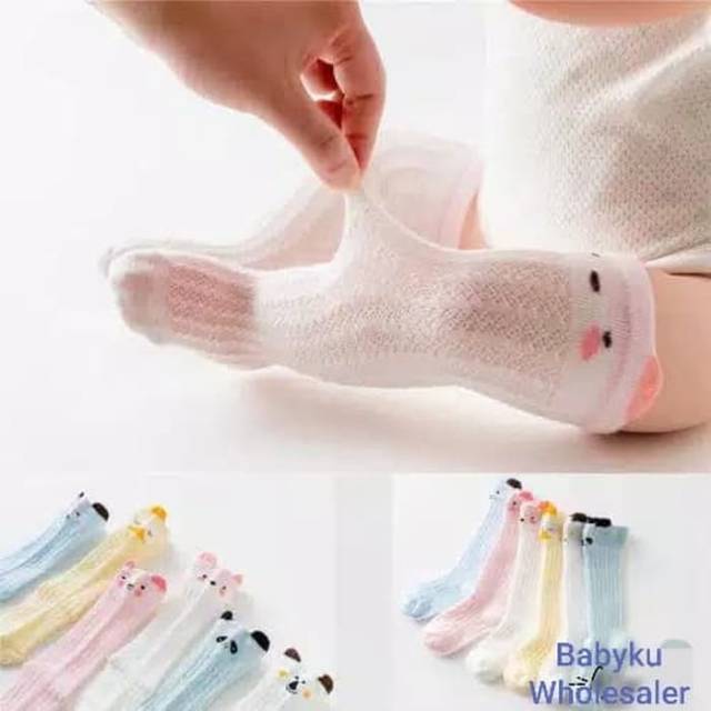 3 pcs Kaos Kaki Bayi Panjang Motif Karakter Transparan