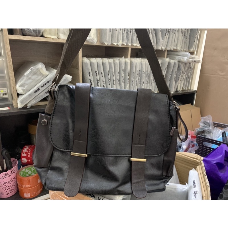 Tas Pria Selempang Bahan Kulit Leather Messenger Bag Nice