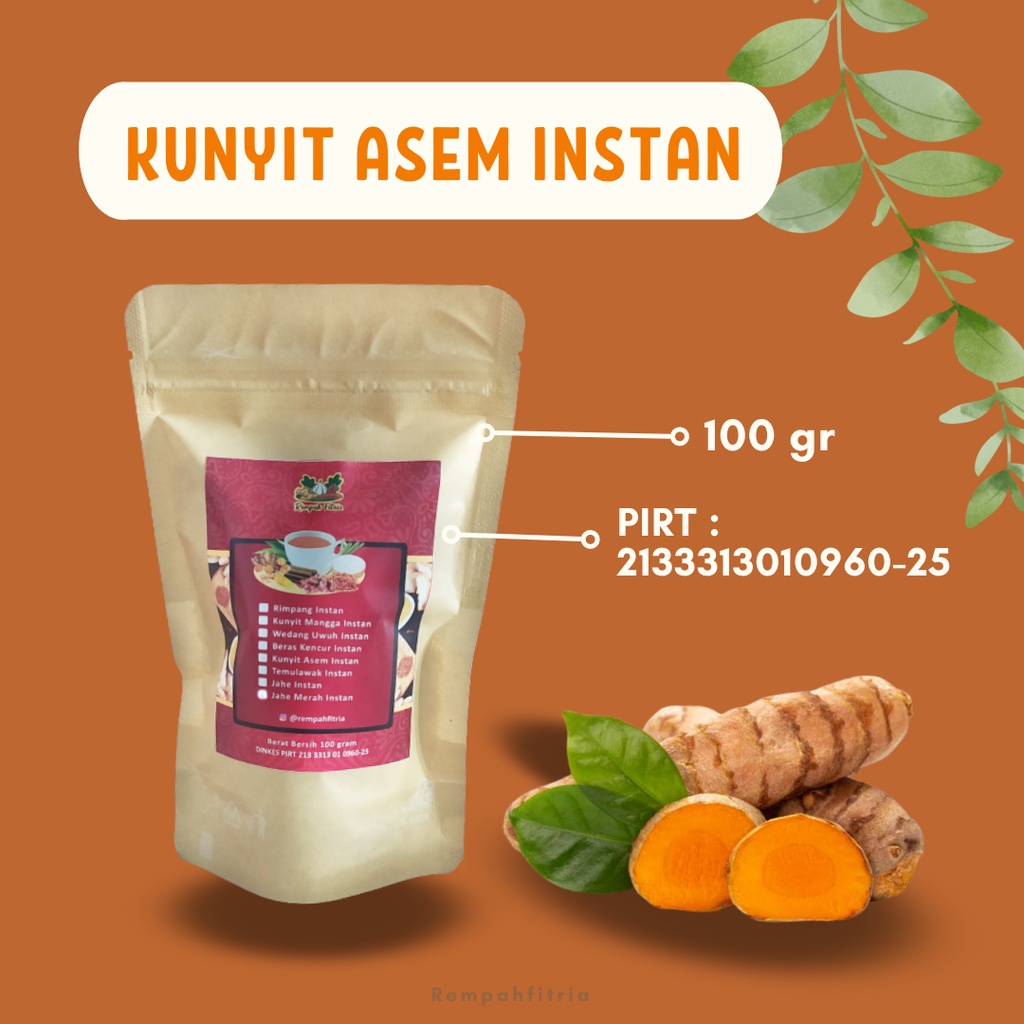 

Jamu Minuman Kunyit Kunir Asem Asam Jawa Instan Rempahfitria 230 gr