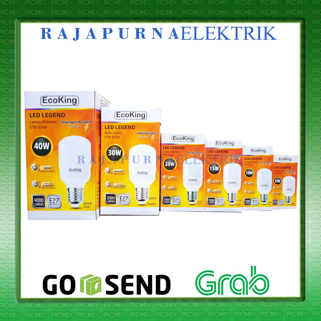 LAMPU LED BULB JUMBO ECOKING 40W / 40 watt SUPER TERANG (PAKET 5Pcs)