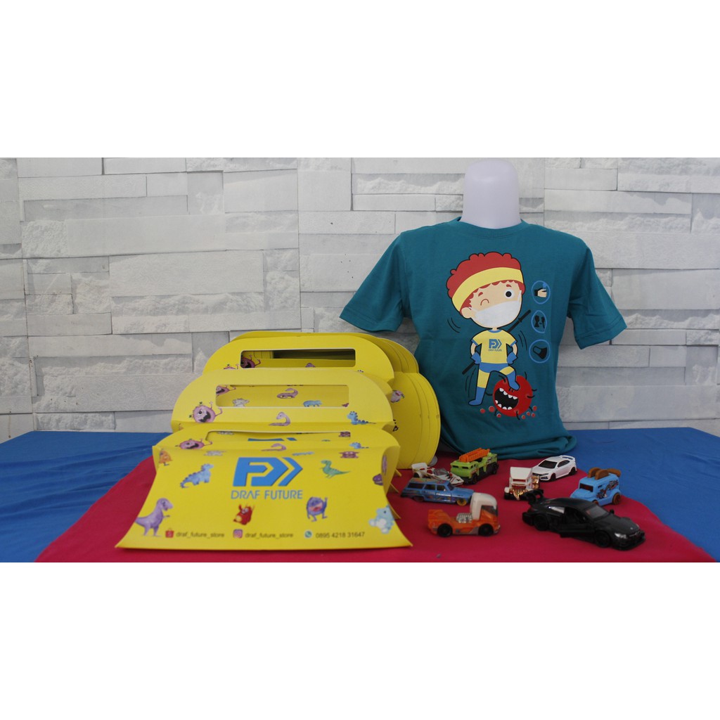 kaos draf future covid hijau tosca kaos distro anak kaos anak karakter lengan pendek