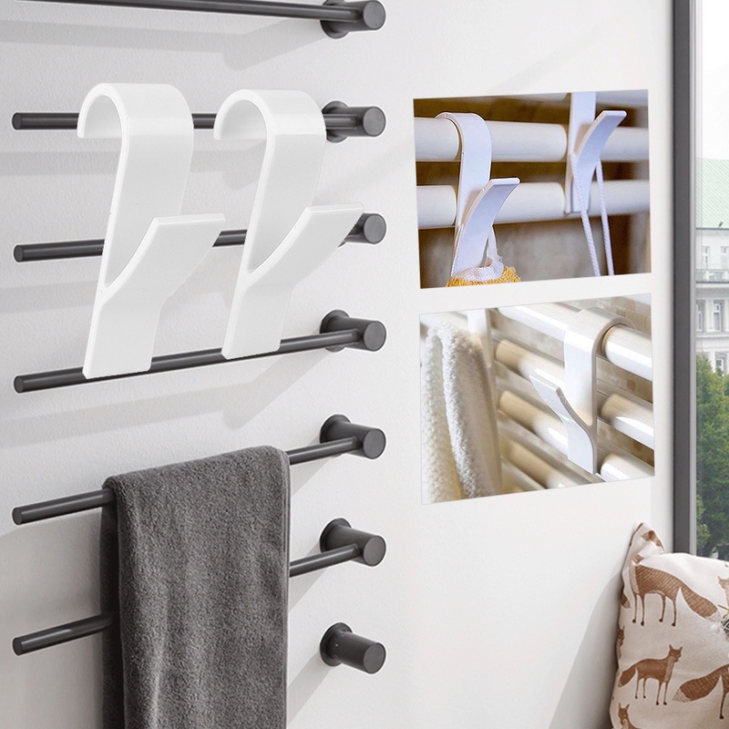 2Pcs Heating Storage Hooks / High Quality Coat Towel Rack Hanger for Heated Towel Radiator Rail