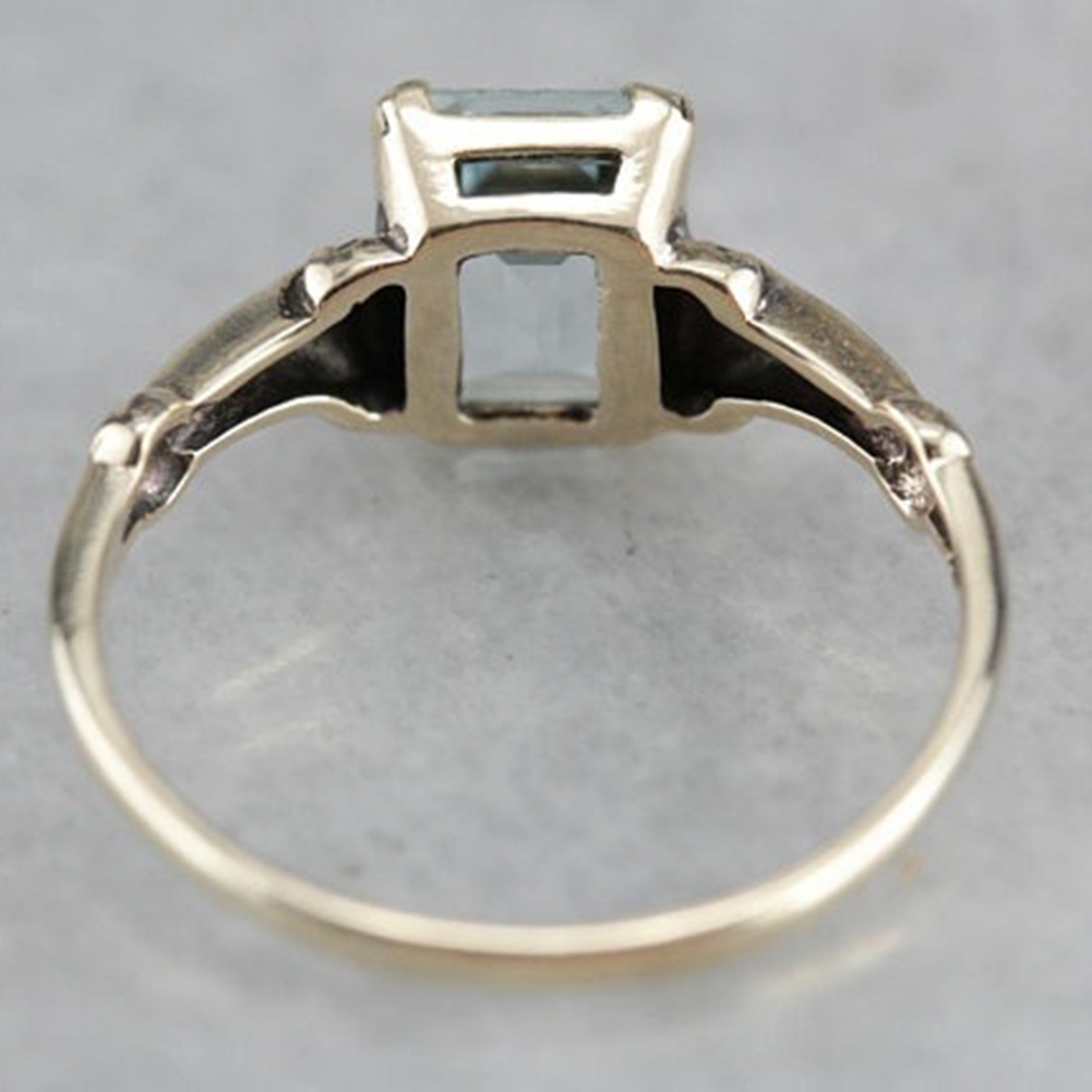 Hu Hu Hu Hu Hu Alat Bantu Pasang Kacamata♡ Cincin Wanita Hias Topaz Imitasi Bentuk Persegi Gaya Elegan Untuk Pernikahanpertunanganpestahadiah