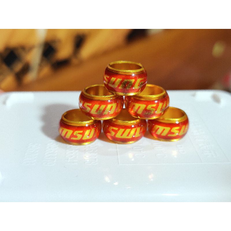 Isi 20 ring merpati donat merah gold transparan