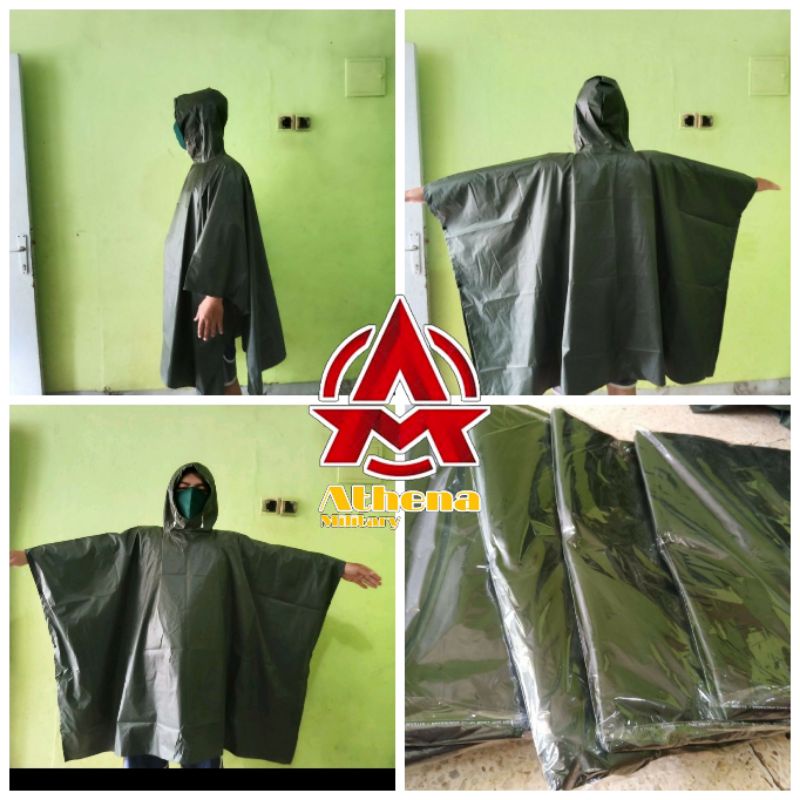 Jas hujan ponco hijau tni multifungsi tactical outdoor