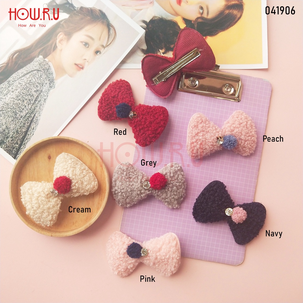 HOW.R.U | 9cm - Jepit / Klip / Hair Clip Rambut Furry Anak Motif Pita