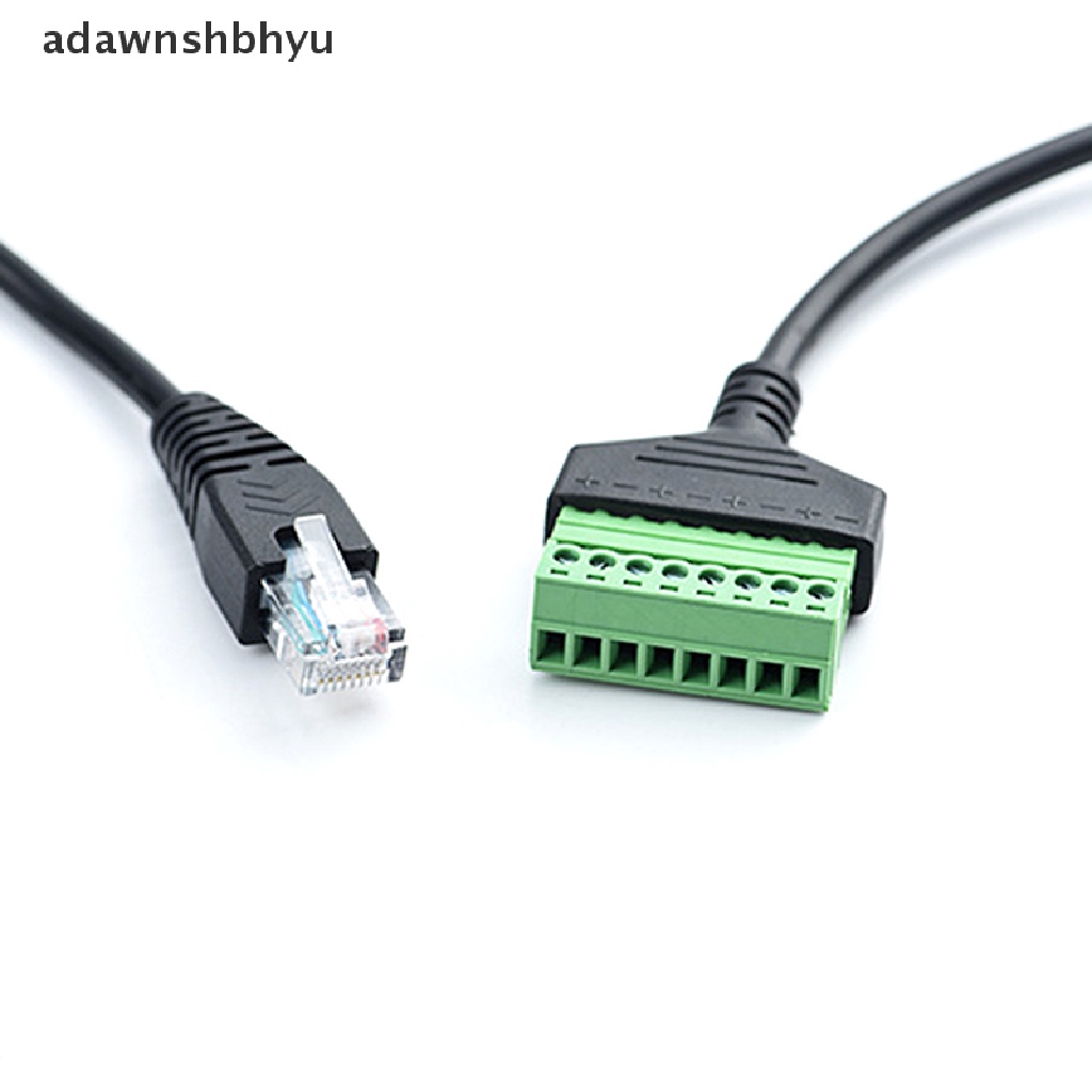 Adawnshbhyu RJ45 Ethernet Male To 8pin AV Terminal Screw Adapter Converter Kabel Colokan Blok