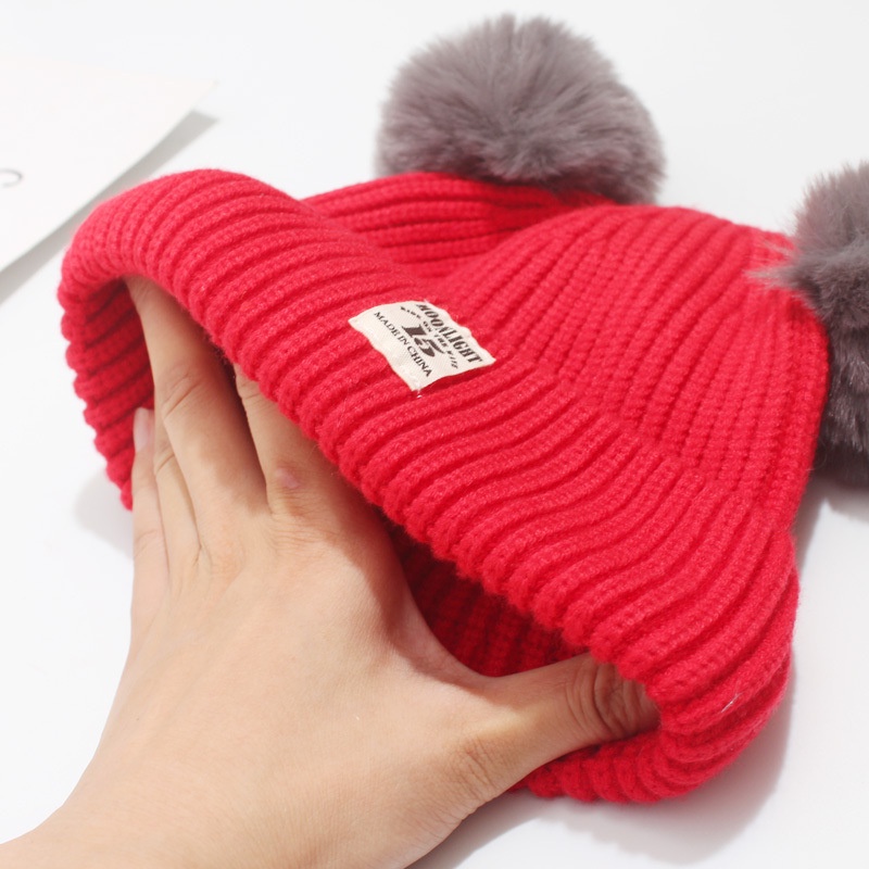 Topi Rajut Pompom Bulu Anak / Topi Kupluk Wool Rajut Hangat Bayi / Topi Anak Unisex  L251