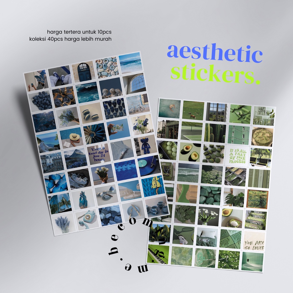 

40pcs Aesthectic Sticker Greeny - stiker deco notebook freebies tumblr hp laptop scrapbook planner binder