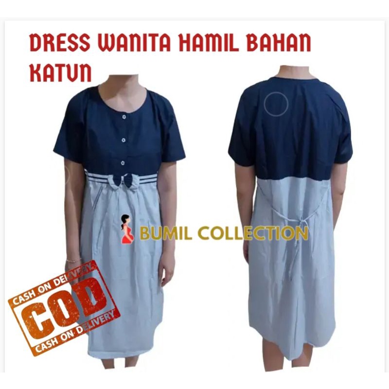 COD Baju Hamil Dress Baju Ibu Hamil Bahan Katun