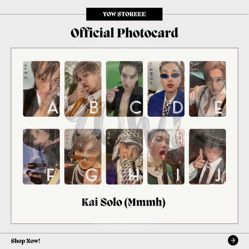 [KAI] Photocard Kolo Mmmh X Ver. C, Kai Mmmh Flipbook Ver. A, Kai Mmmh Z Ver. C Ijo Green Screen, Ka