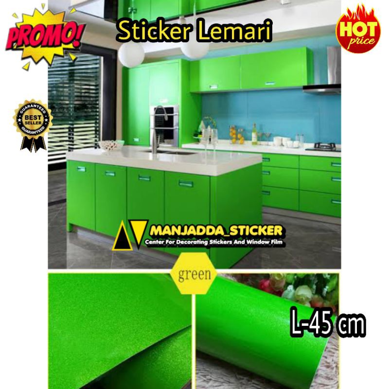 Wallpaper stiker lemari warna hijau