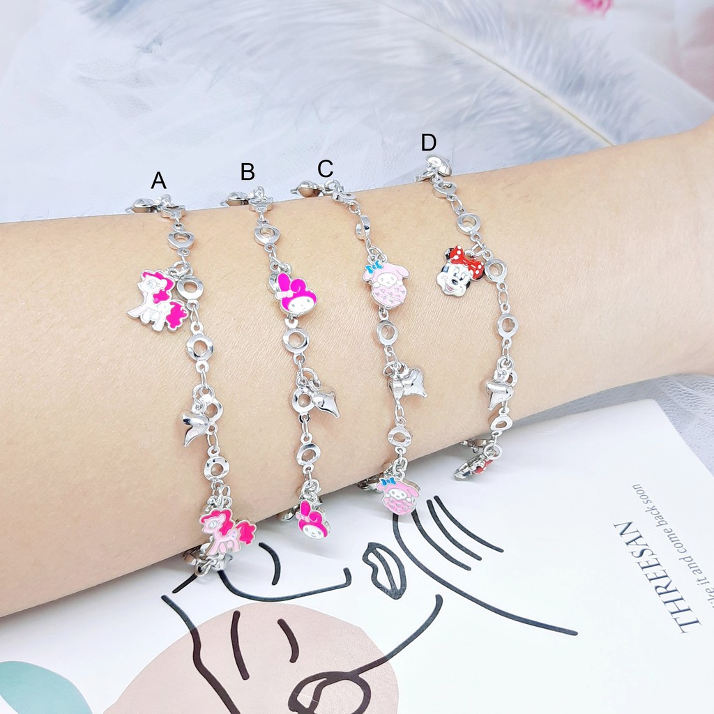 Gelang Anak Meilyn Unicorn Kitty Dorami Cherry Lonceng Lapis Emas Silver - BB637S