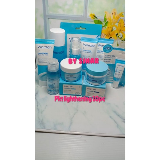 Wardah lightening series isi 10item/paket pencerah wajah/lightening paket glowing