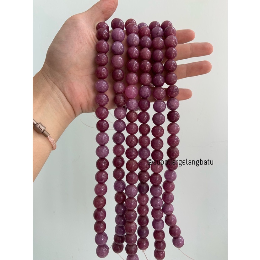 batu Brazil Purple Lavender Chalcedony 14mm natural kalsedon akik ungu bahan kalung gelang giok natural etnik vintage elegan