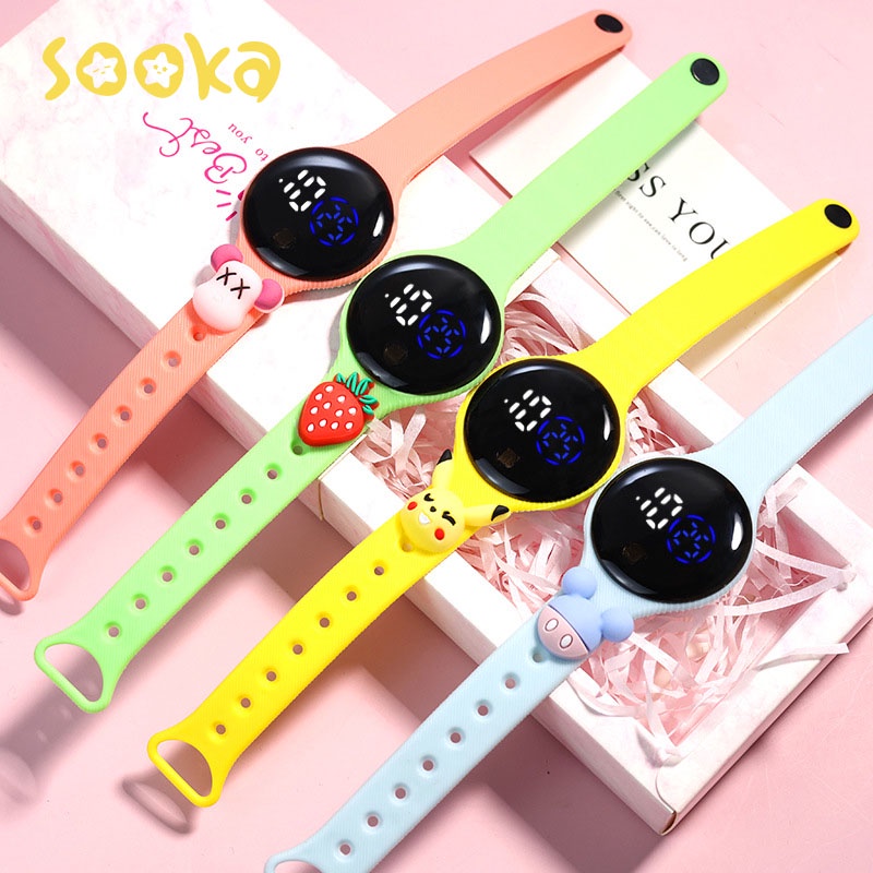 Sooka Jam Tangan Anak Display Led Tahan Air Arloji Elektronik Motif Karakter Kartun Bahan Rubber Silikon SK-GHC1049