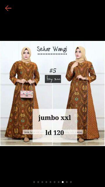 [ Terlaris ] Gamisbatik Sekar Wangi Big Size Ld 120cm Gamis Jumbo Batiksolo Batikmodern Gamisnaura 1