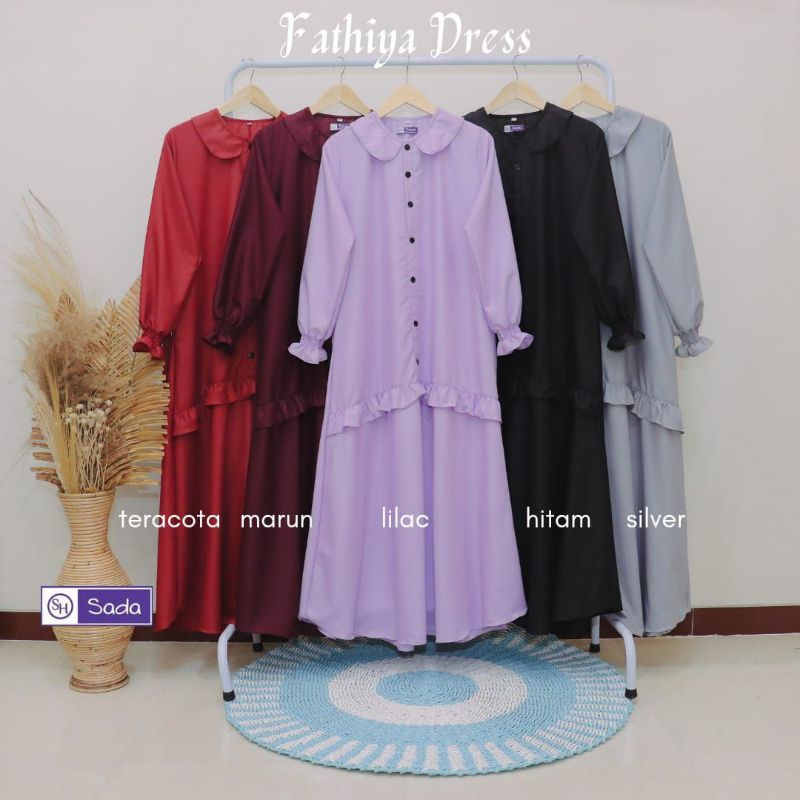 Fathiya dress by Sada SH | gamis syari fenomenal | busui friendly | bahan toyobo fodu