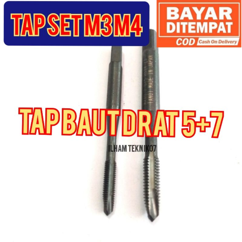 hand tap tap set tap M3 M4 tap standart pembuat drat baut  kepala  kunci 5 7