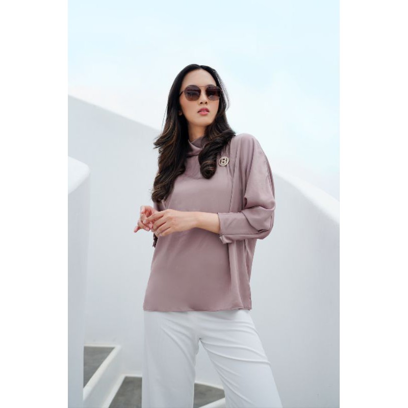Mocha Batwing Blouse Benang Jarum by Buttonscarves