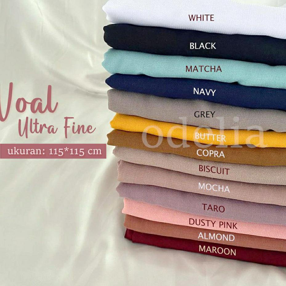 Terbatas--ODELIA HIJAB VOAL SEGI EMPAT (ELIAH VOAL PREMIUM)/ SQUARE HIJAB ANTI LETOY / KERUDUNG SEGI