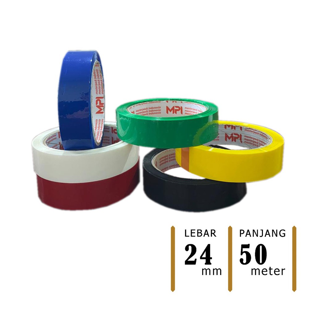 ISOLASI WARNA WARNI 24mm- LAKBAN OPP TAPE 24 mm MASTER PACK INDONESIA