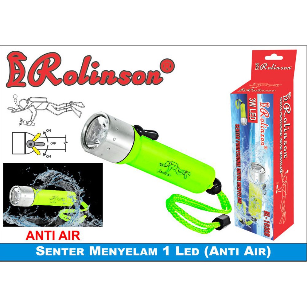 Senter Selam Flashlight For Diving CREE 3W LED Lampu Anti Air Cahaya Tahan Dalam Laut Nyelam Light-4