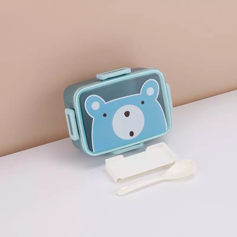 MARKASSHOP66--LUNCHBOX KOTAK MAKAN KARAKTER BERUANG BEBEK PINGUIN 2 SEKAT 2518-17